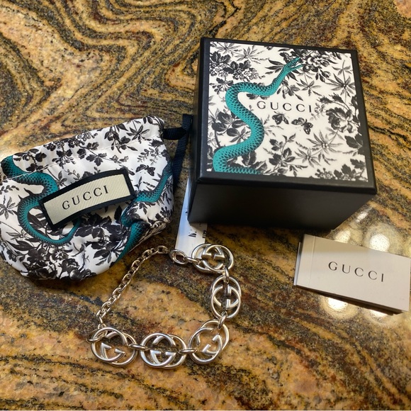 GUCCI Britt GG Sterling Silver 925 Bracelet AUTHENTIC NWT NIB - Picture 1 of 5